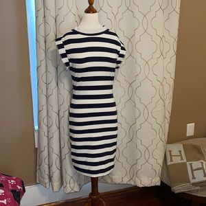 Navy and white striped t-shit dress
